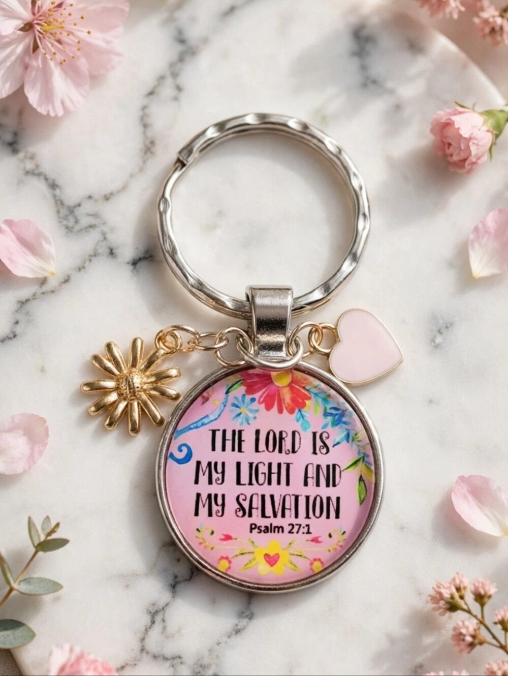 The Lord is my Light and my Salvation Psalm 27:1 Keychain